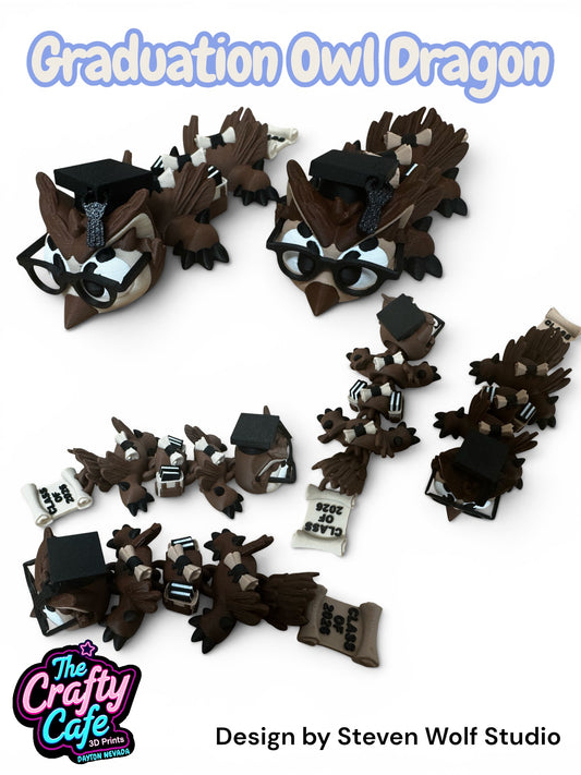 Mini Graduation Owl Dragons 3D Printed