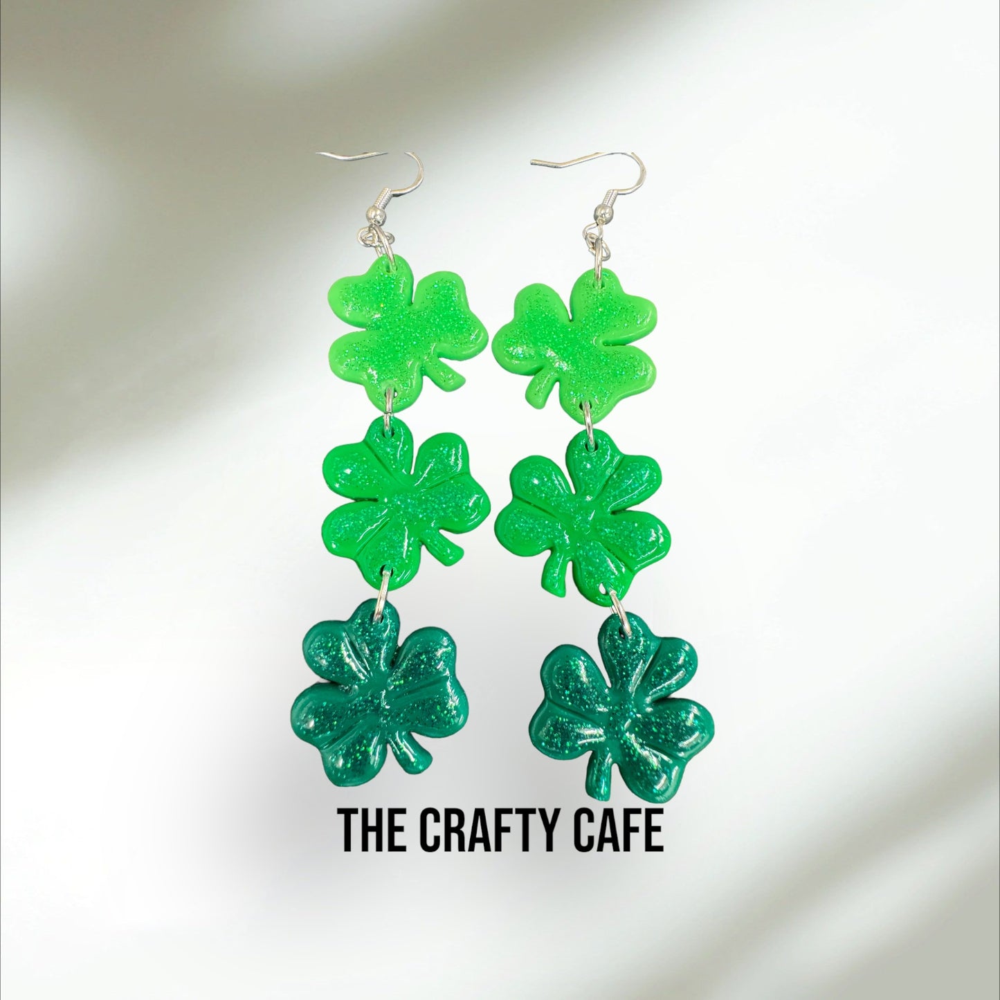 St. Patrick’s Day Green Clover Polymer Clay Earrings
