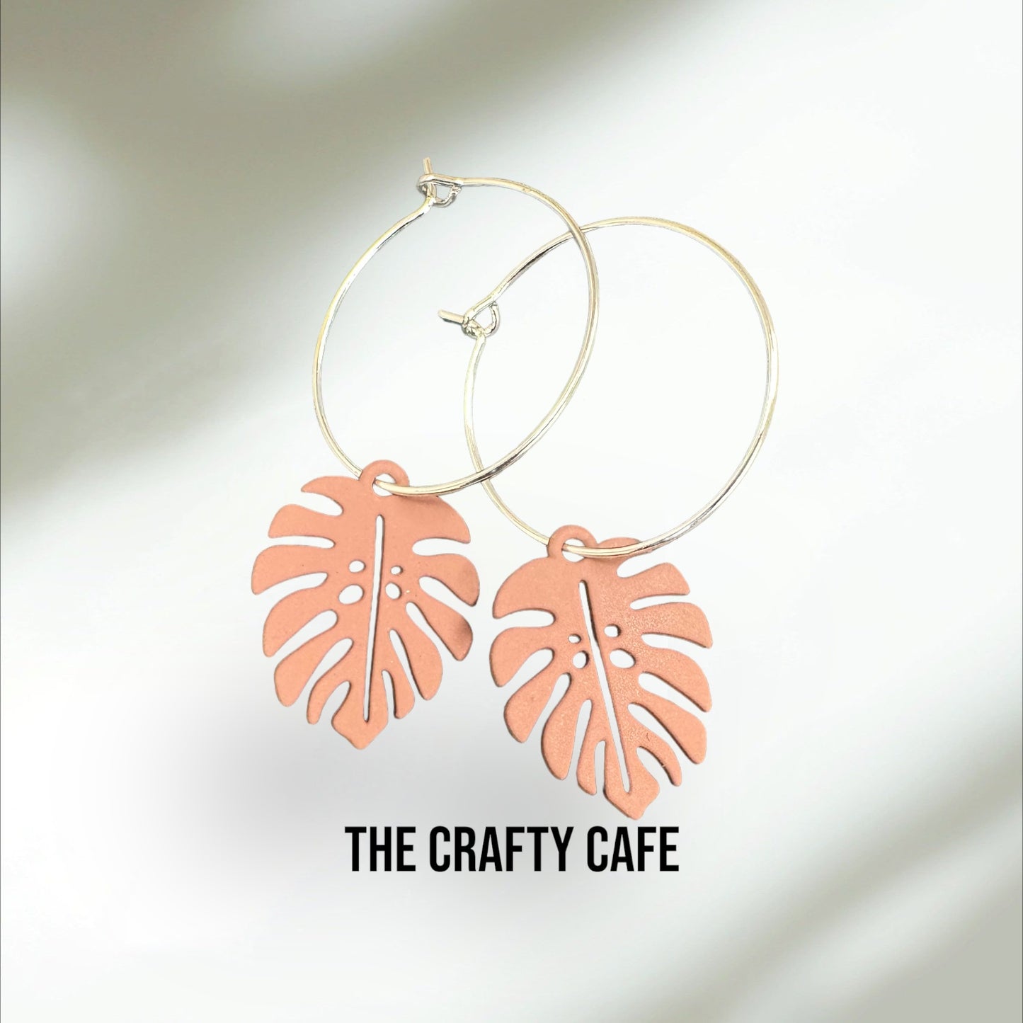 Metal charm monstera leaf hoops