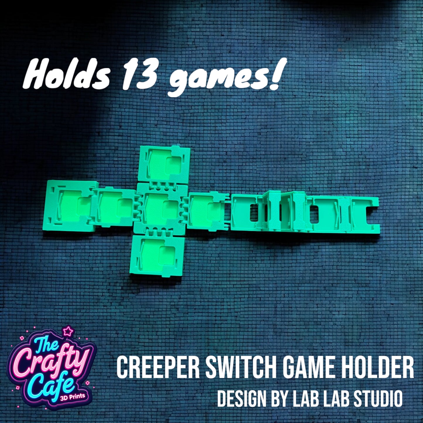 Green Creeper Switch 13 Game Holder Cube