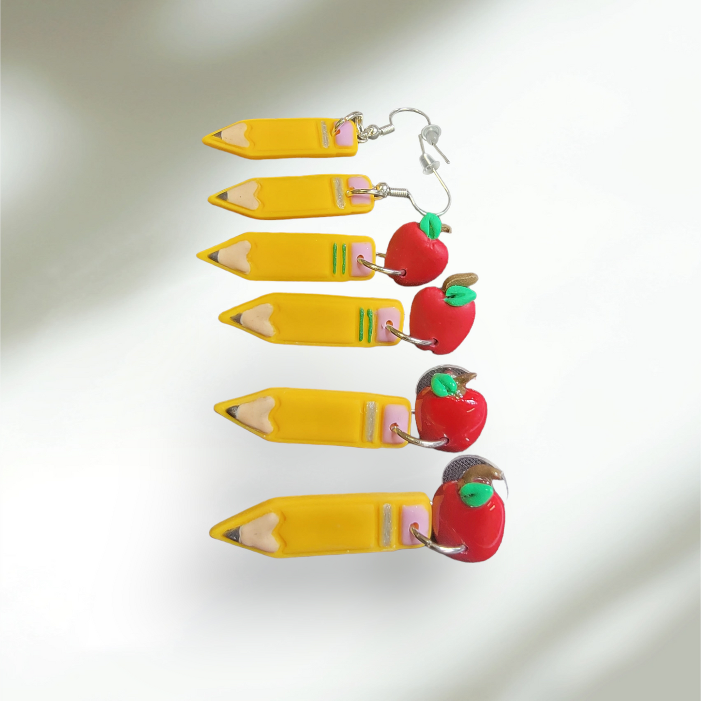 Polymer clay pencil earrings for teachers, artists