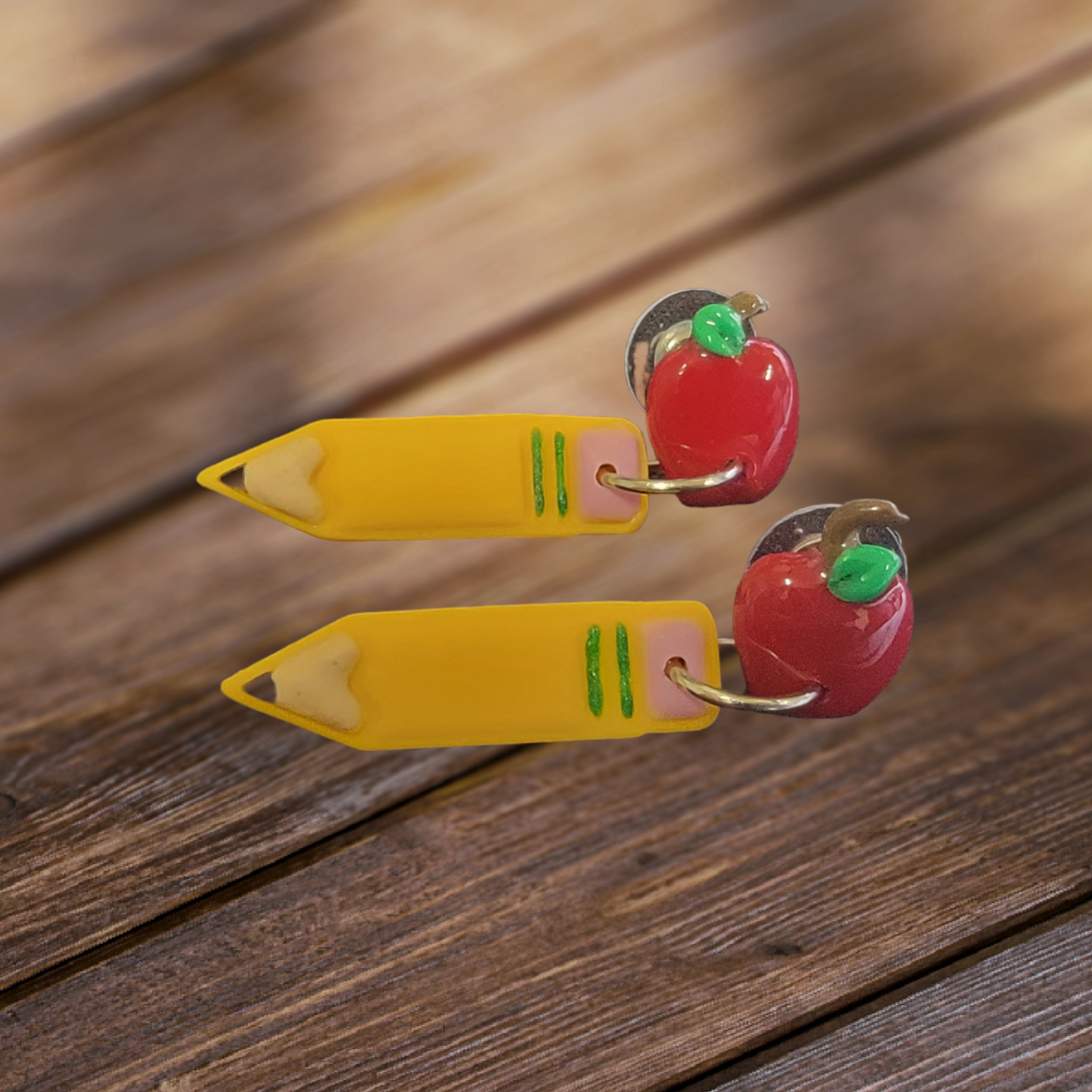 Polymer clay pencil earrings for teachers, artists