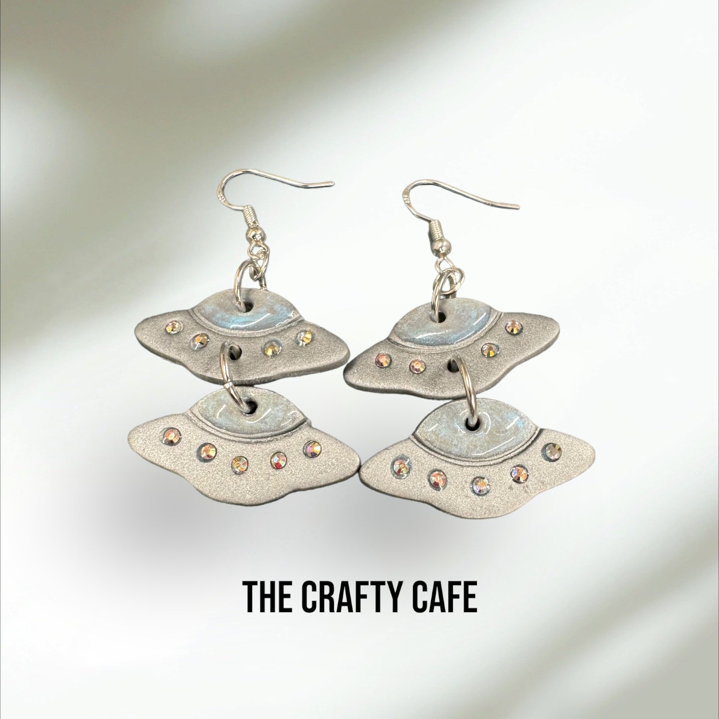 Alien Rainbow Galaxy Polymer Clay Earrings and UFO’s