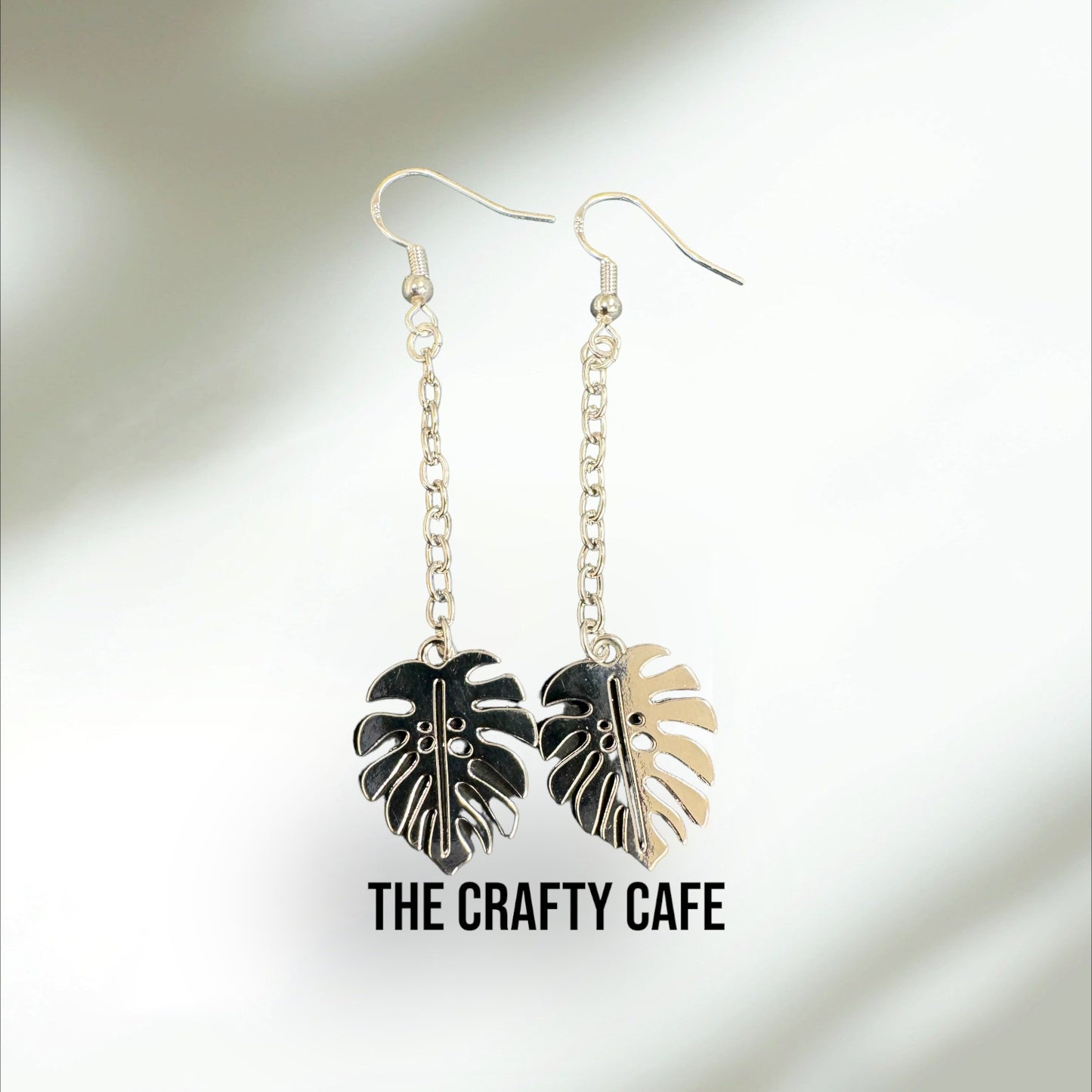 Metal Monstera Dangle Earrings