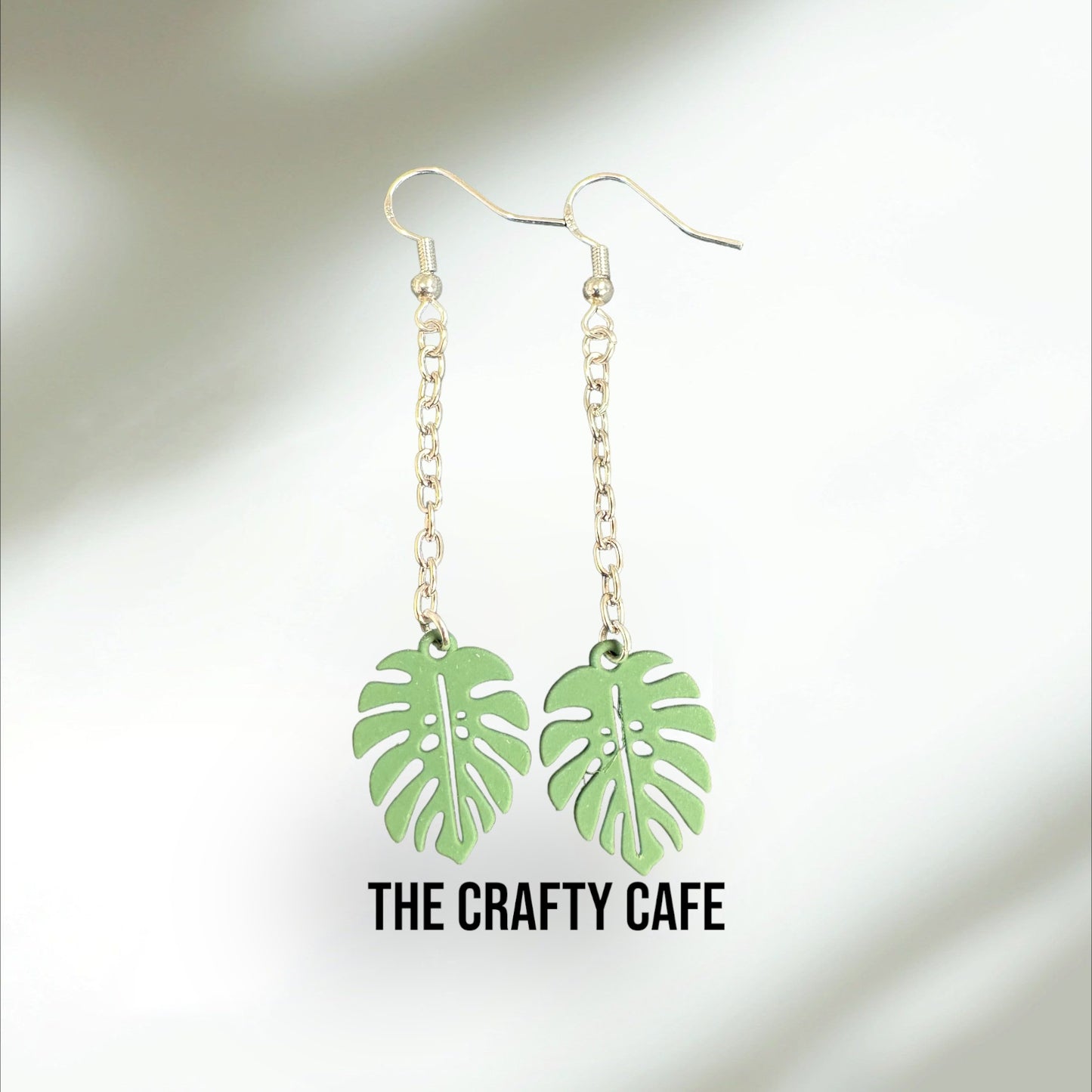 Metal Monstera Dangle Earrings