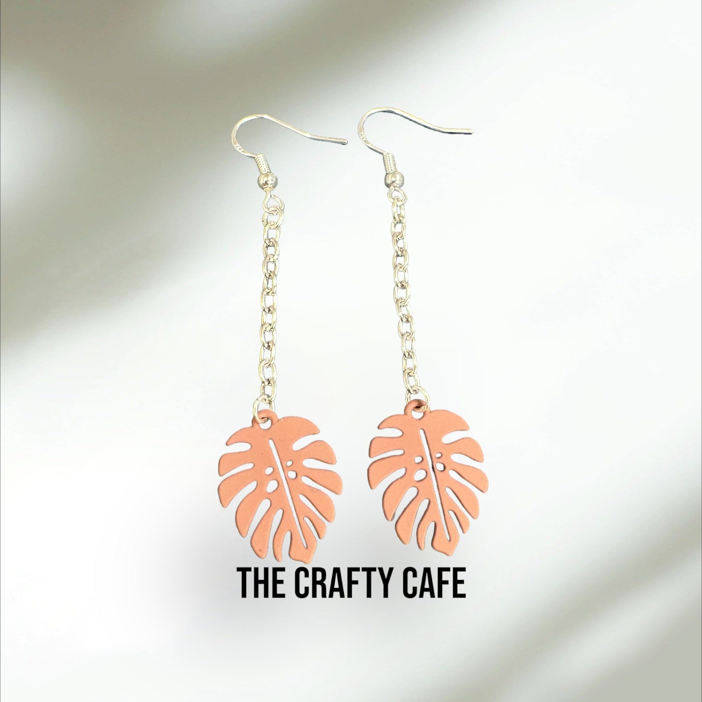 Metal Monstera Dangle Earrings