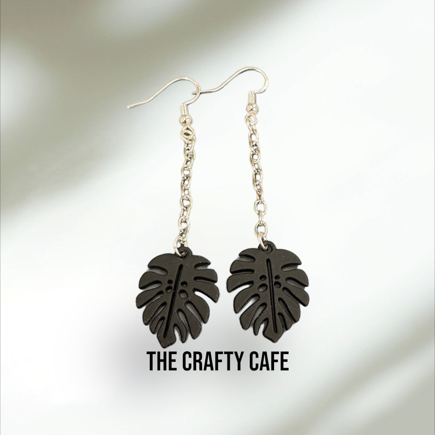 Metal Monstera Dangle Earrings