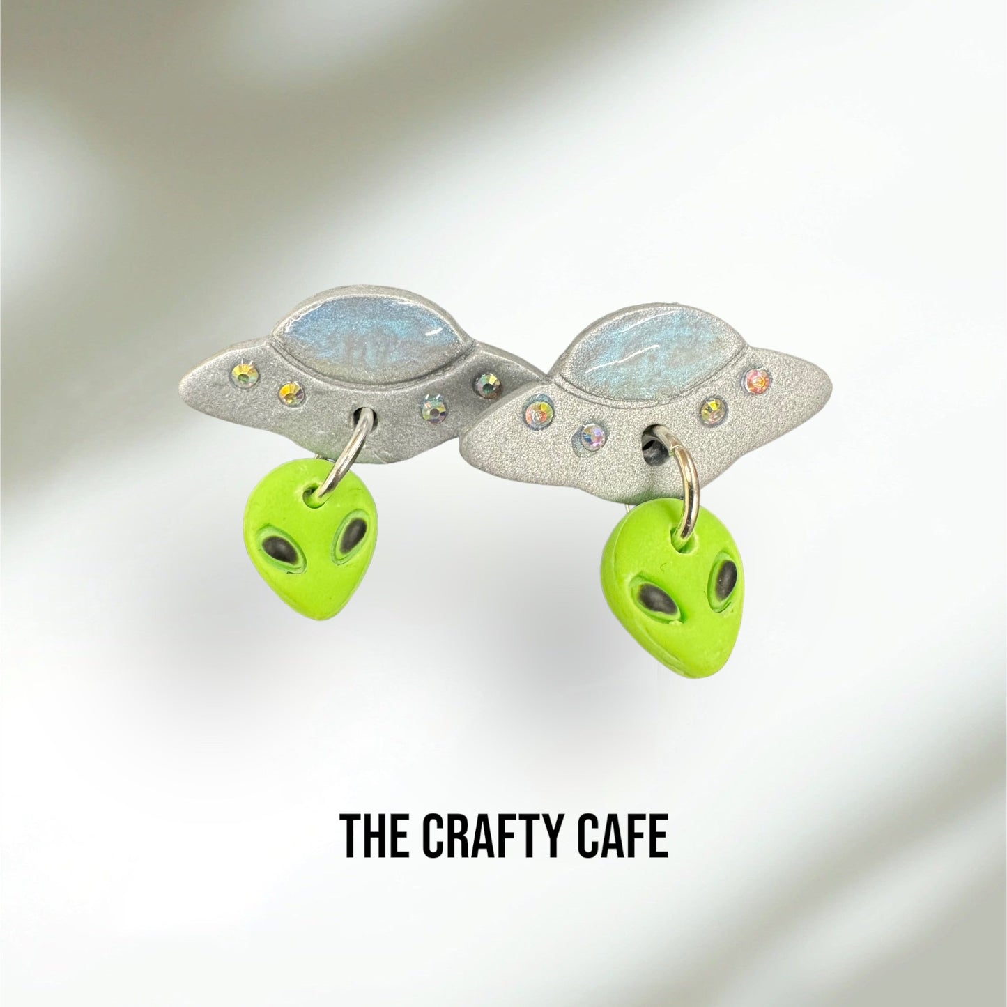 Alien Rainbow Galaxy Polymer Clay Earrings and UFO’s
