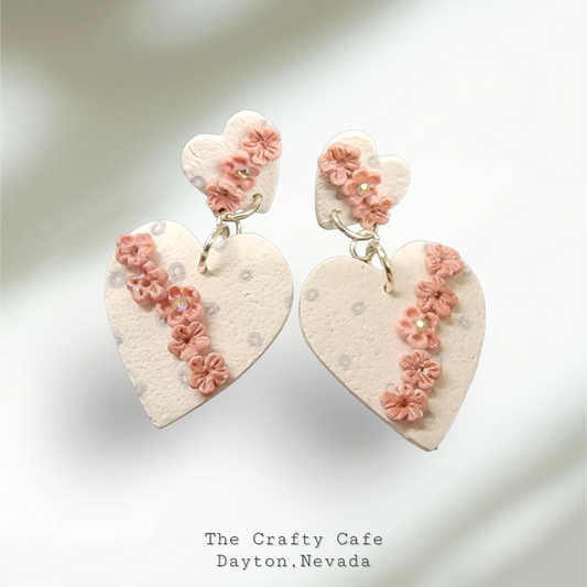 Polymer clay double heart Valentine's Day earrings