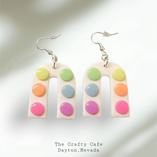 Summer rainbow dots polymer clay earrings